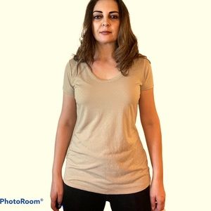 Banana Republic Gold Dots Tan T-Shirt Tee Top M